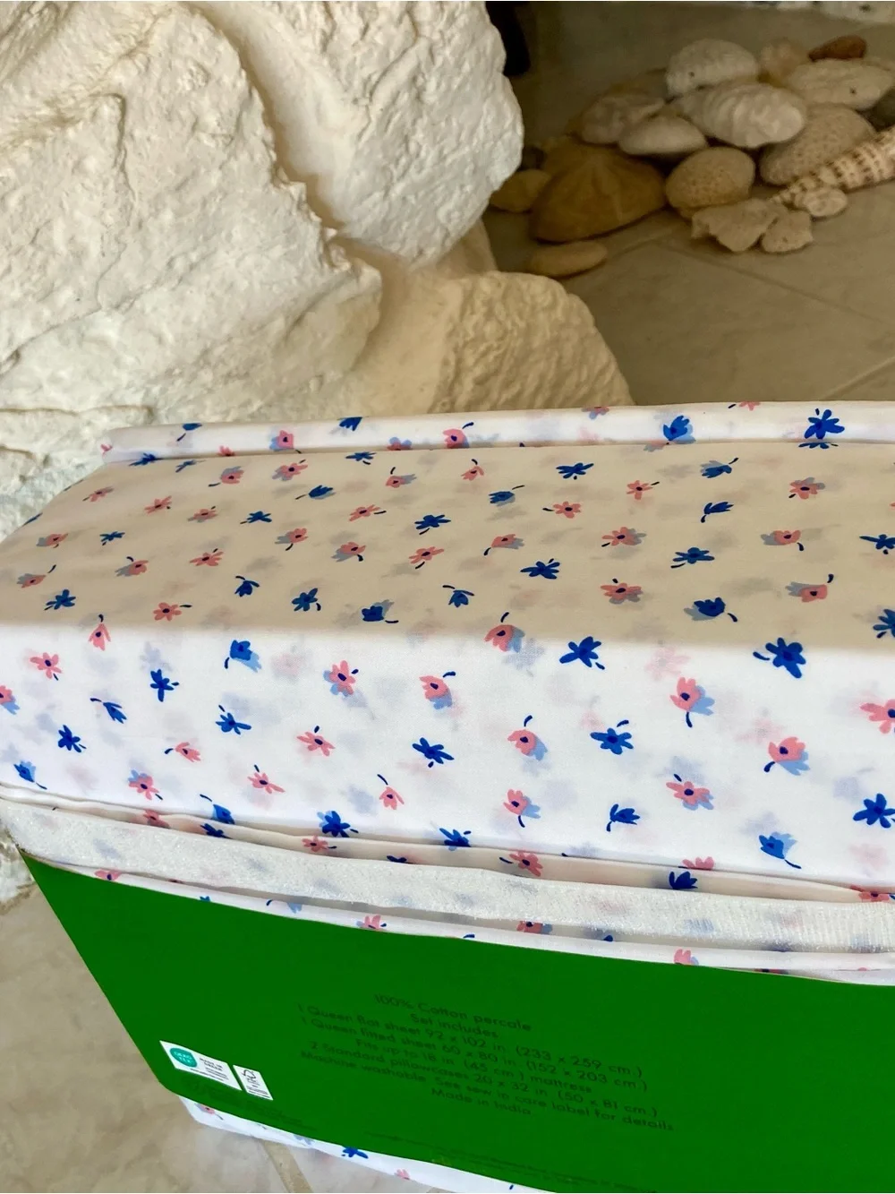 NEW Kate Spade Queen Size Sheets, White with Pink and Blue Floral Pattern